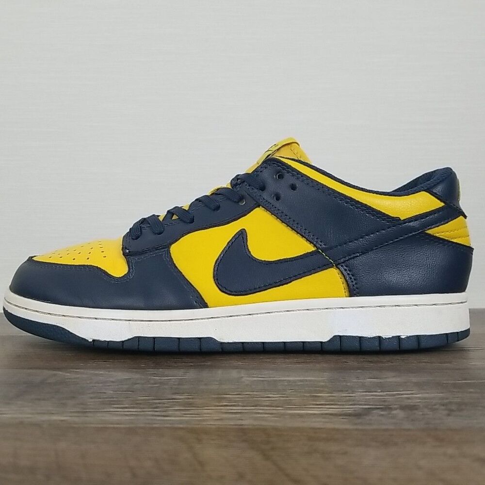 Nike Dunk Low 2021 Michigan Wolverines Men's Size 9 Sneakers DD1391-700 Blue Yel